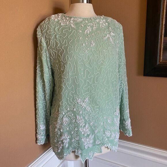 Scala Vintage Silk Beaded Dress Set NWT RARE L - Picture 7 of 8